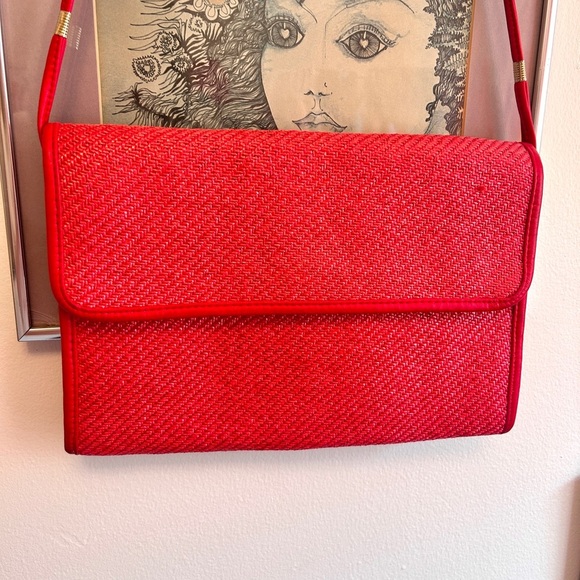 Vintage 1960s/70s Red Woven Shoulder Bag - Picture 2 of 9